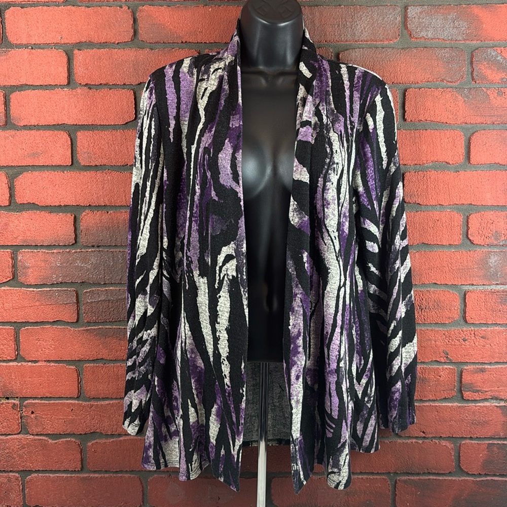 Laura Ashley Cardigan‎ Womans Small Purple Zebra Stripe